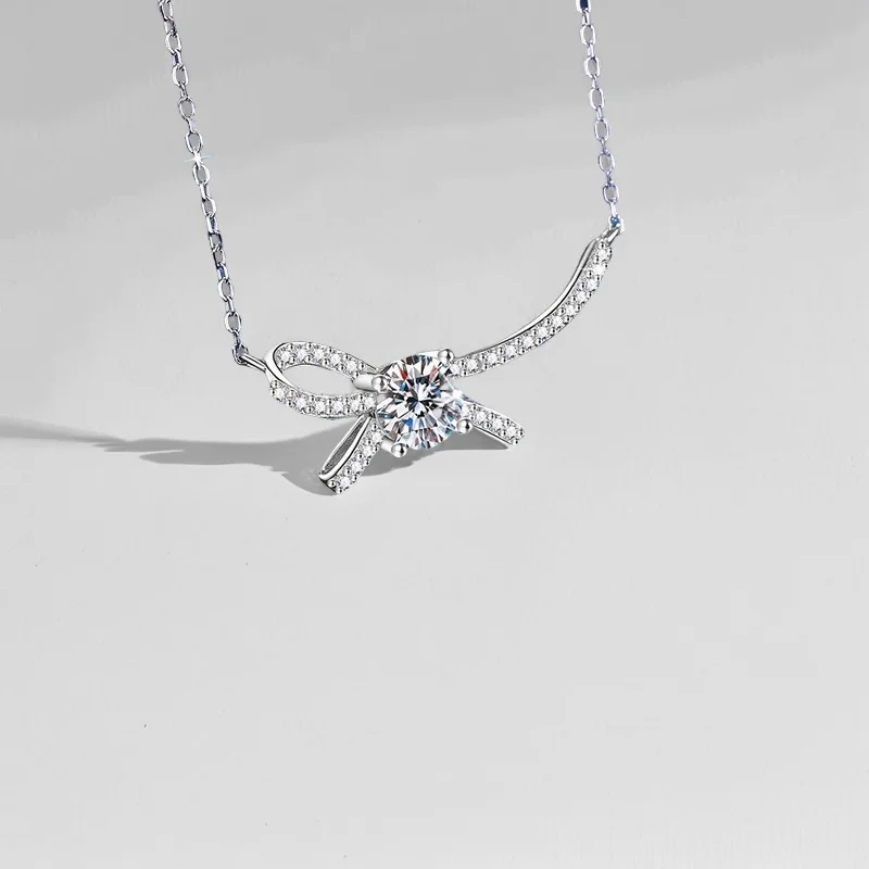 1CT D цвет муассанит бохо бабочка узел цепочка с замком S925 стерлингового серебра