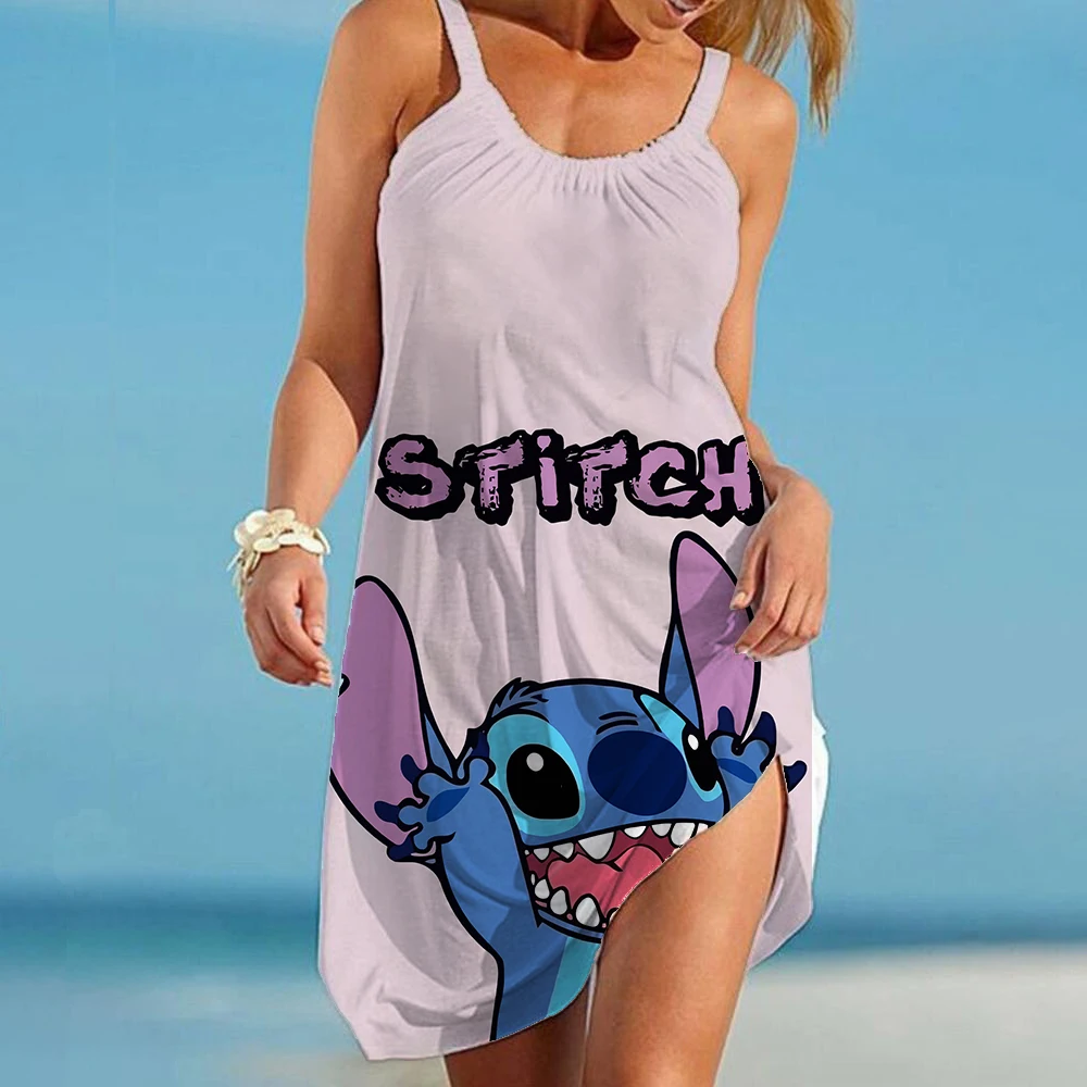 

Summer Stitch Ladies Sexy Beach Dress 3D Tie Dye Rainbow Sling Outdoor Recreation Beachwear Fashion Party Dress