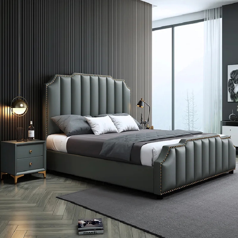 

Luxury INS Network Red Bed Double Bed Master Bedroom Storage Wedding Bed 1.8m Large Unit Bed Modern Simple Genuine Leather Bed