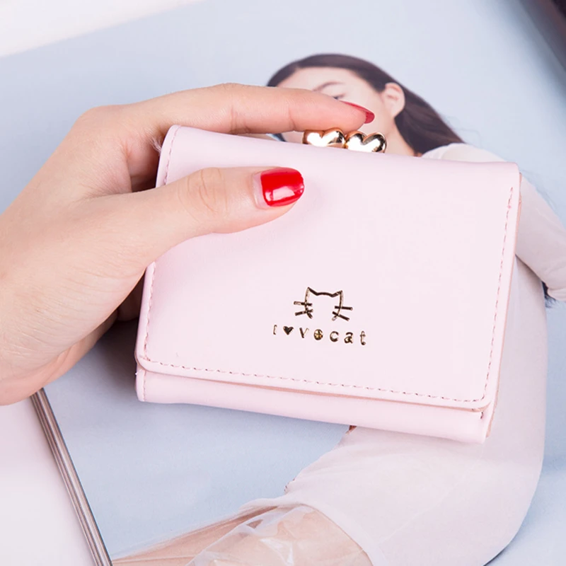 

Fashion Women Ladies Leather Purse Money Clip Wallet Clutch Cute Kawaii High Quality Woman Card Bag Holder Gift