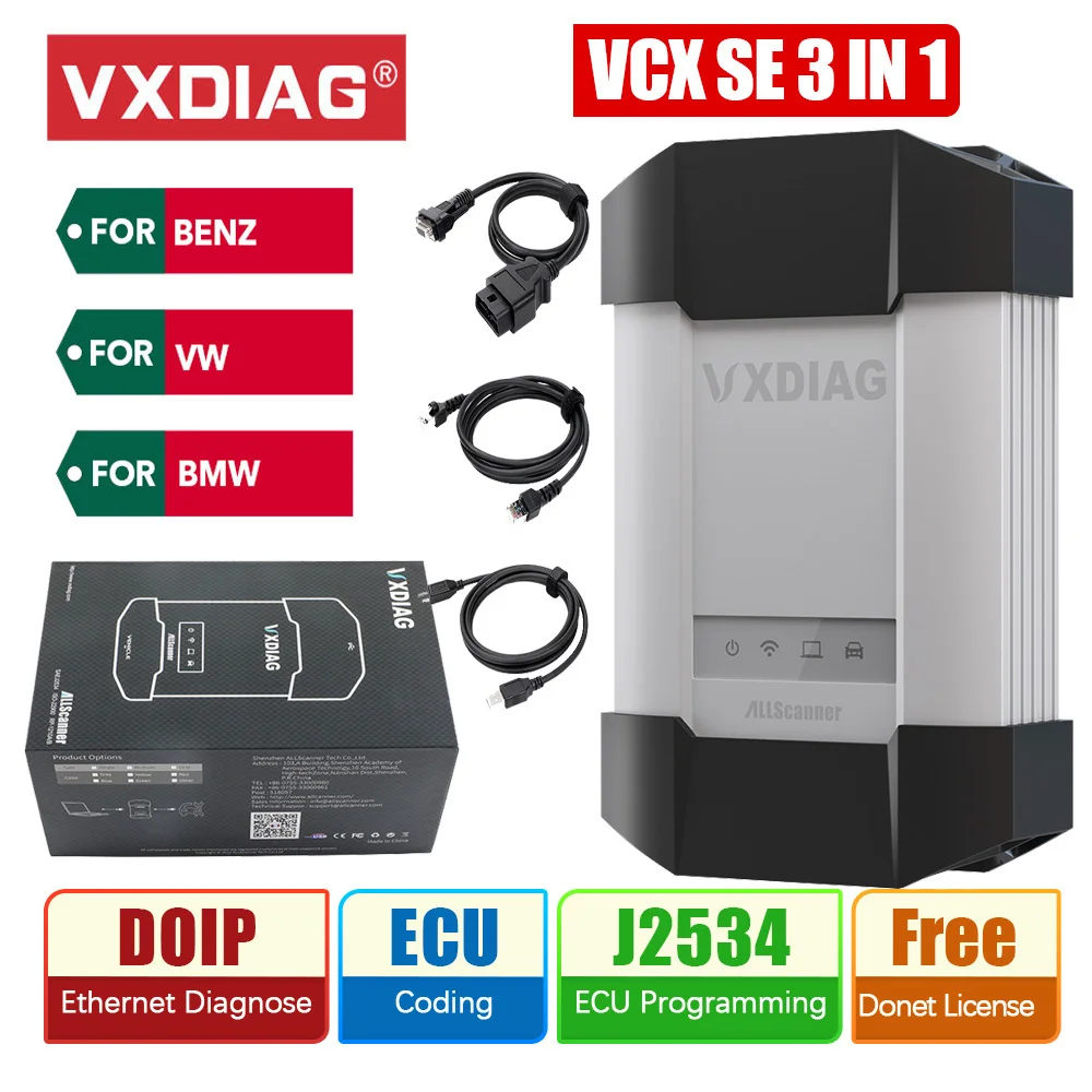 

VXDIAG 3 in 1 DoIP Multifunction Diagnostic Scanner For Benz C6 For BMW For VW Car OBD2 Tool J2534 Programming ECU Coding Reset