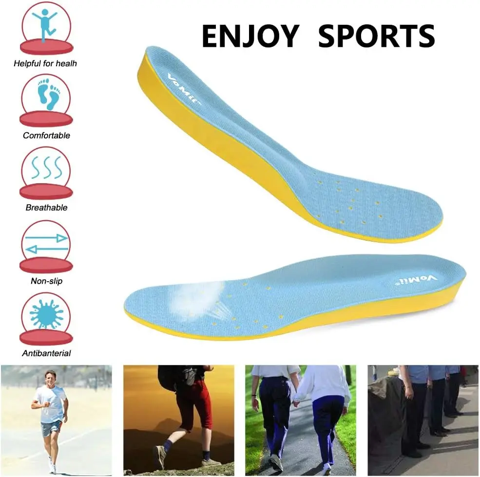 Memory Foam Insoles Comfortable Sports Shoe Inserts Shock Absorption Relieve Foot Pain Plantar Fasciitis Arch Support Insoles