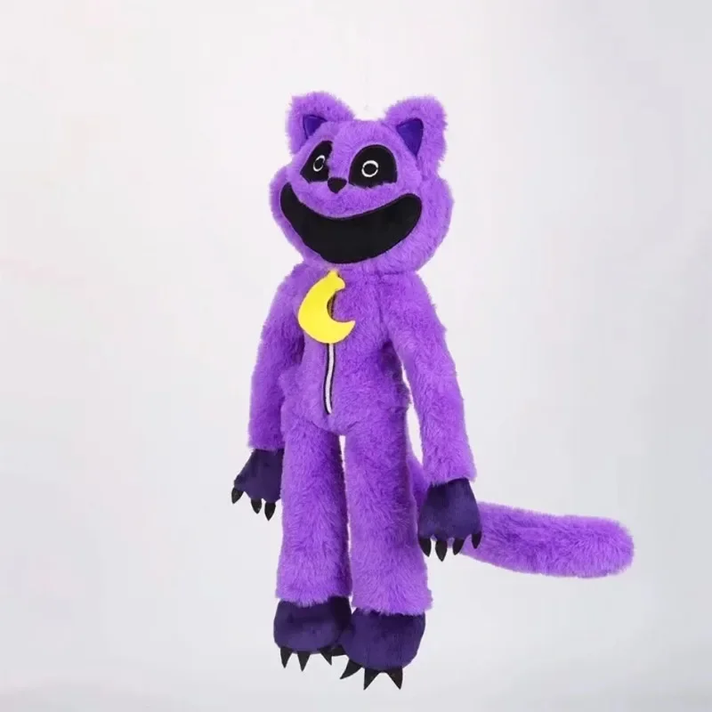 Игрушка плюшевая Улыбающееся животное 40/30 см милая мягкая аниме фиолетовая кошка