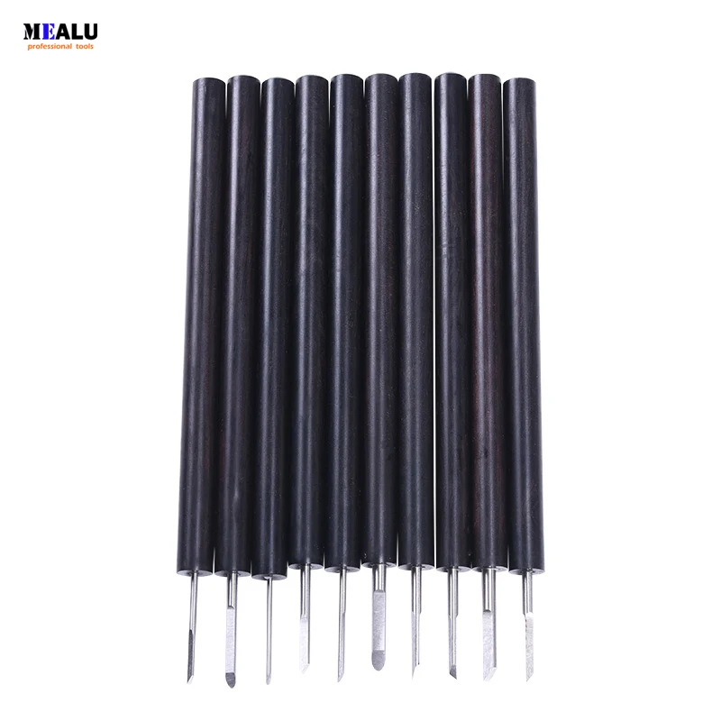 

Набор Из 10 Стамесок HSS Для Микрофрезеровки С Рукояткой «Оливковое Сердце», Круглые Стамески Для Резьбы По Дереву