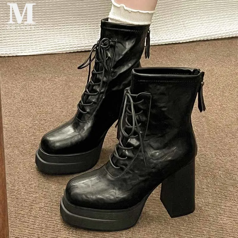 Женские ботильоны на высоком каблуке модные дизайнерские кожаные ботинки