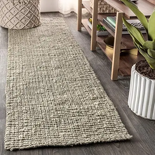 

Hand Woven Chunky Jute Natural 8 ft. x 10 ft. Area-Rug, Farmhouse, Easy-Cleaning, for Bedroom, Kitchen, Living Room,NRF102A-8