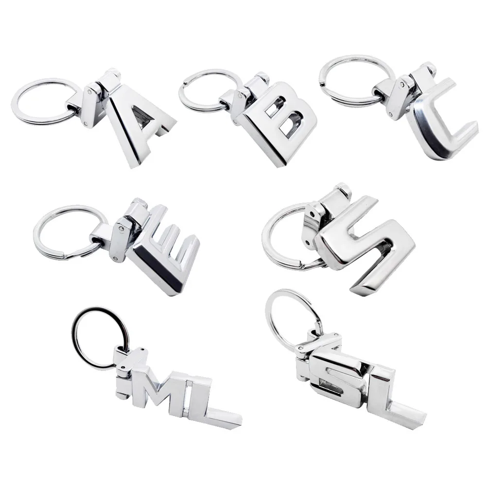 

1pc Metal Silver Key Ring Key Chain Ring A B C E ML Logo for AMG W210 W203 W204 W205 W211 W212 Key Chain Car Styling Accessories