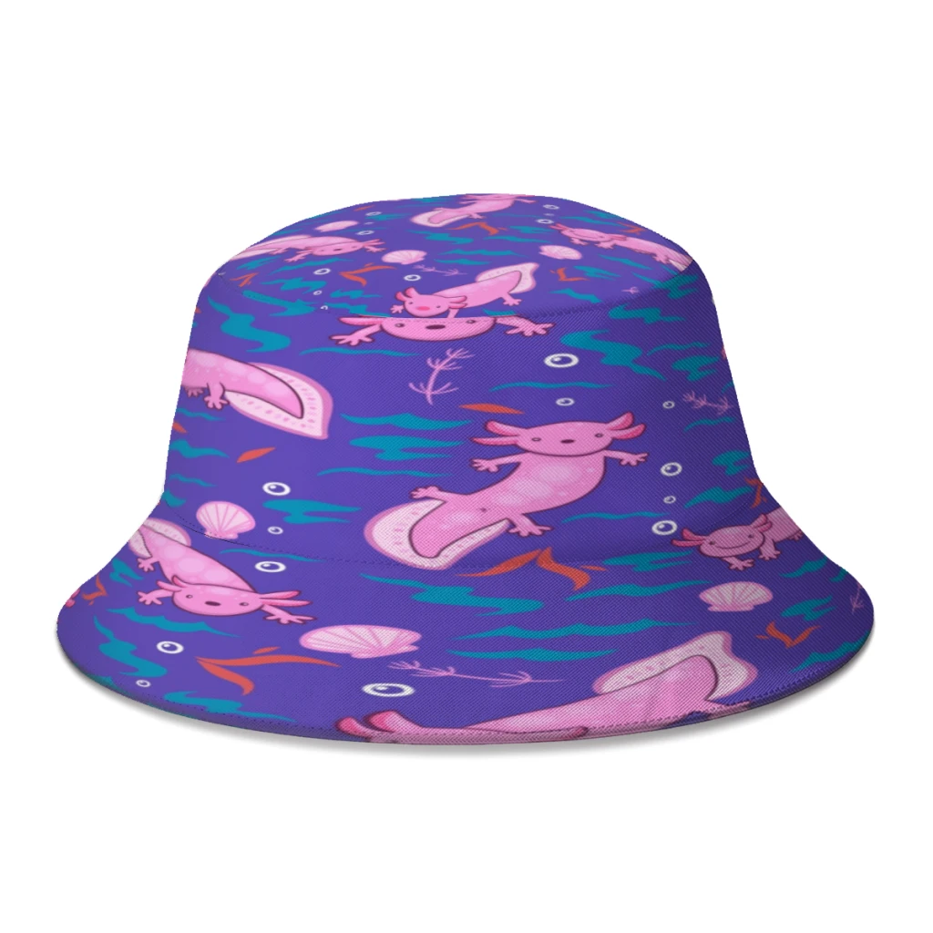 

Summer Hip Hop Bucket Hat Cartoon Axolotl Women Men Fishing Fisherman Hats Kawaii Animal Autumn Outdoor Boonie Hat for Bob