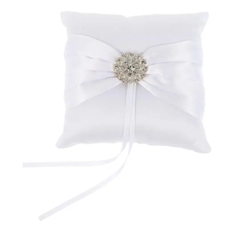 

1PC Wedding Ring Pillow with Ribbon Sparkling Bridal Pillow Ring Bearer Chic Cushion for Home Bar Hotel