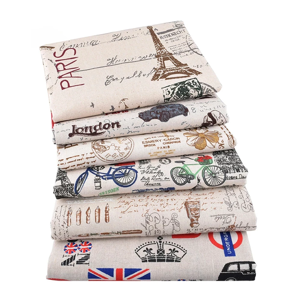 

Tower Series Printed Cotton Linen Fabric DIY Sewing&Quilting Material For Sofa Table Cloth Curtain Bag Cushion Furniture Cover