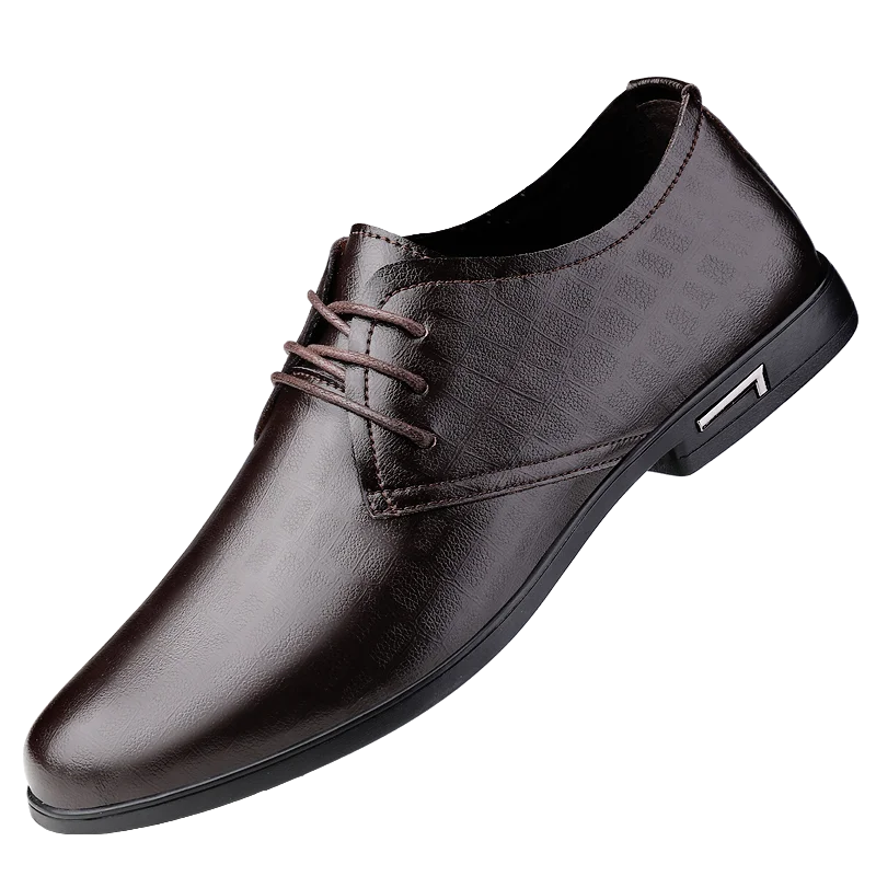 

Brand Luxury Men Oxford Shoes Black Brown Formal Men Dress Shoes For Office Wedding Lace Up Pointed Toe Split Leather Shoes Men