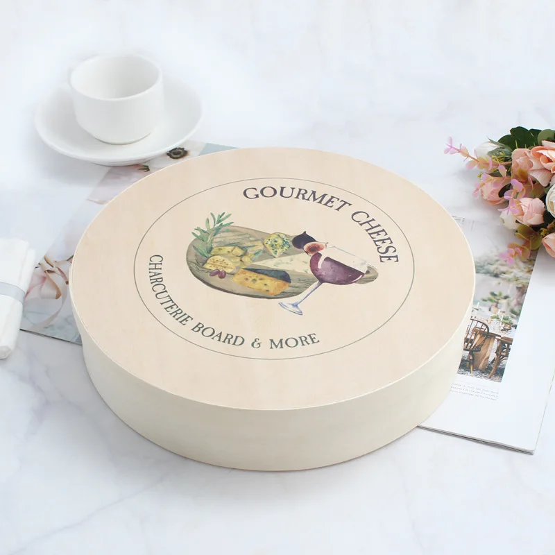 Большой деревянный круглый пищевой контейнер на заказ упаковочная коробка для