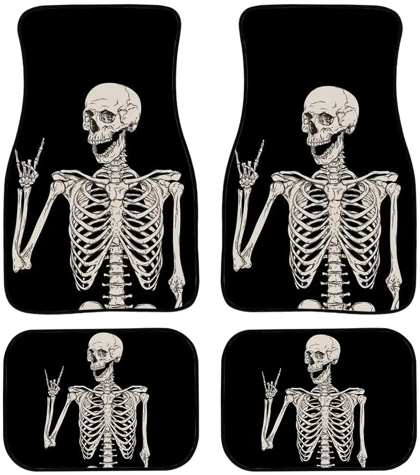 

NETILGEN Automotive Floor Mats, Funny Skeleton Car Floor Mats, Universal Floor Mats for Auto, 4 Pieces Car Rubber Floor Mats Ful