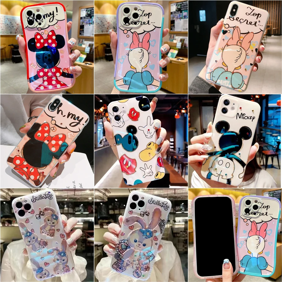 

Disney Cartoon Mickey Minnie Mouse Stellalou Phone Case for iPhone 13 12 11 Pro xs max xr x All Inclusive Soft Protective Cover