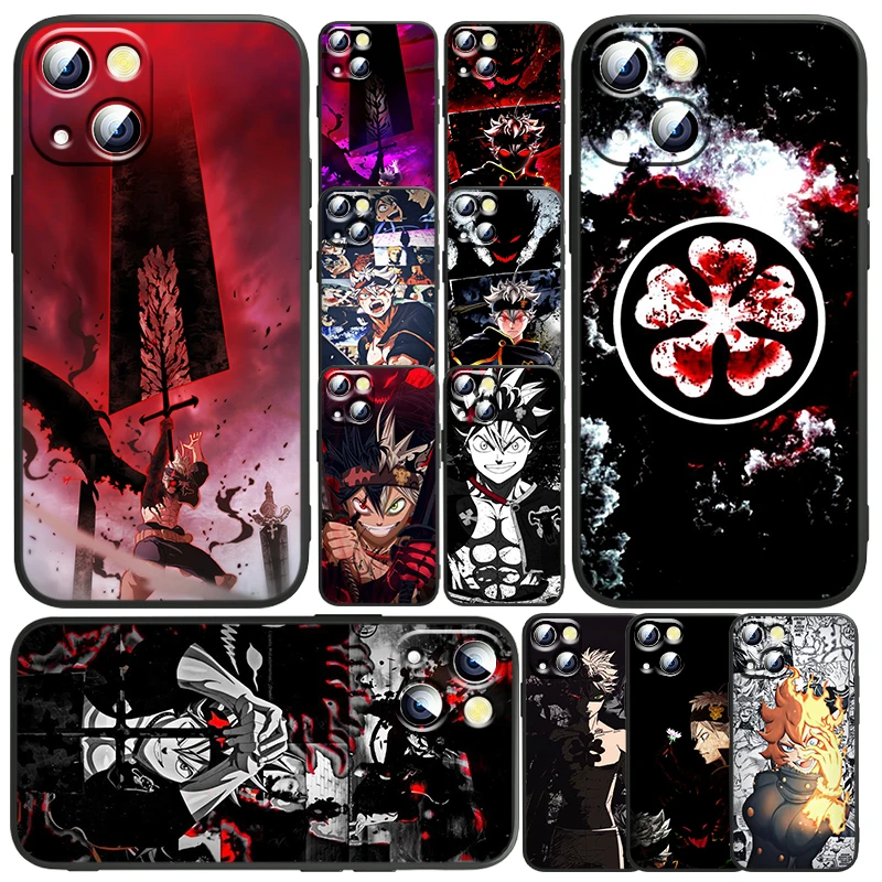 

Hot Anime Black Clover Phone Case For Apple iPhone 14 13 12 11 SE XS XR X 7 8 6 mini Plus Pro MAX Soft Funda Black Cover