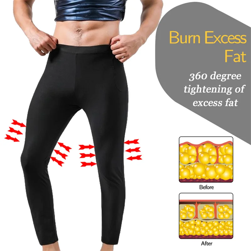 NINGMI Men Body Shaper Sauna Pants Man Waist Trainer Slimming Pants Suana Shaperwear Legging Pants Fittness Sweat Pants