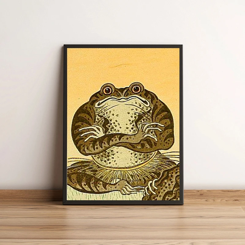 Винтажная картина охара Косон укиё Искусство Живопись японская лягушка цветы