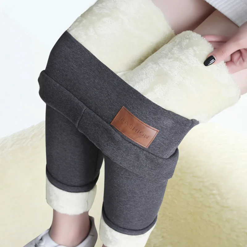 

2022 New Winter Warm Leggings Women Elastic Thermal Legging Pants Fleece Lamb Cashmere Thick Tights