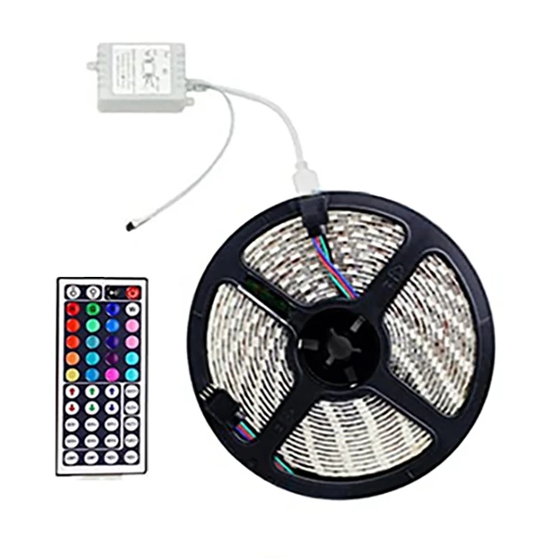 

Светодиодная лента 3528RGB 5 метров + пульт дистанционного управления на 44 клавиши + водонепроницаемый трансформатор 2 А, штепсельная вилка евро...