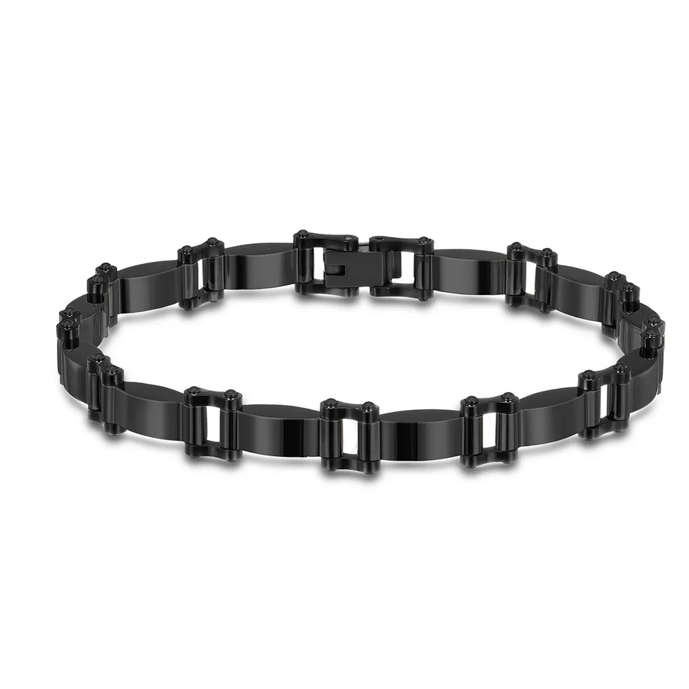 

New Vintage Biker Jewelry Metal Link Chain Bracelet Motorcycle Shiny Men's Black Carbon Fiber Bracelet Titanium Steel Bracelets