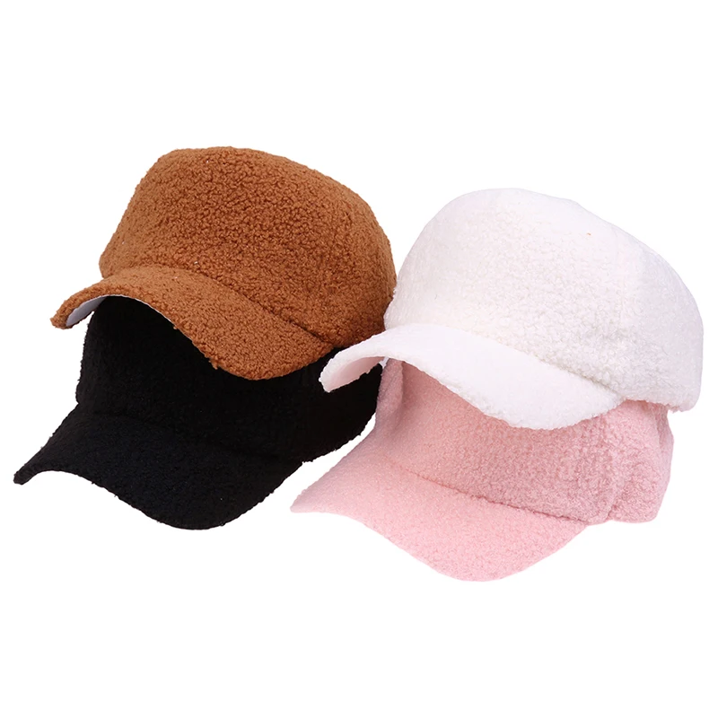 

Осенне-зимняя бейсболка, женские шапки из искусственной овечьей шерсти, теплая Кепка, плюшевые бейсболки, Весенняя бейсболка
