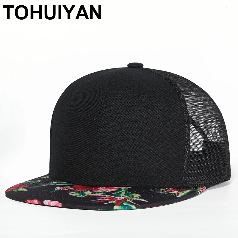 

TOHUIYAN Women's Trucker Cap For Men Snapback Hat Floral Printing Bone Summer Caps Gorras Casual Casquette Femme Baseball Hats