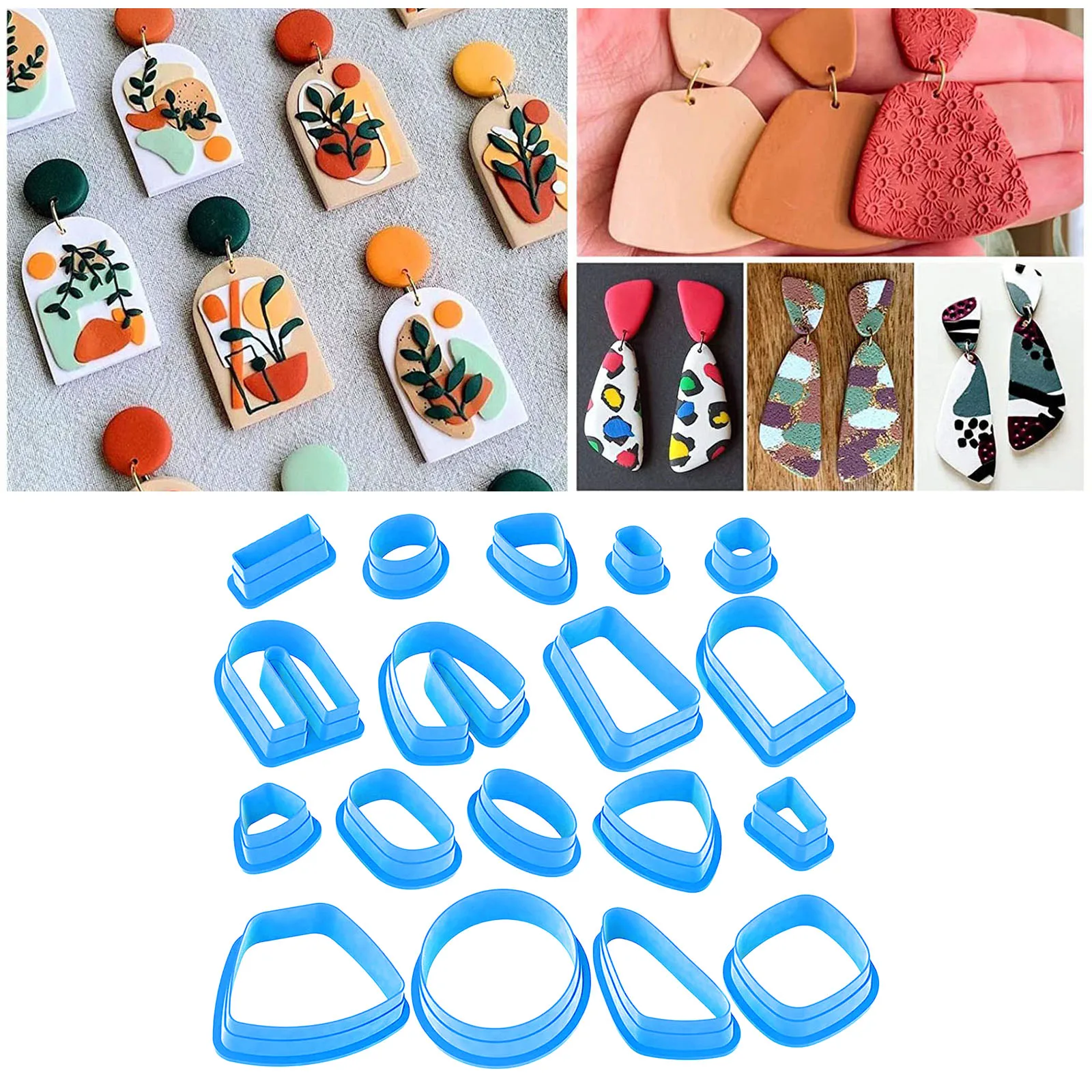 

18pcs Polymer Clay Tools Plastic Clay Cutter Ceramic Pottery DIY Ceramic Craft Cutting Mold for Earring Jewelry Pendant Making