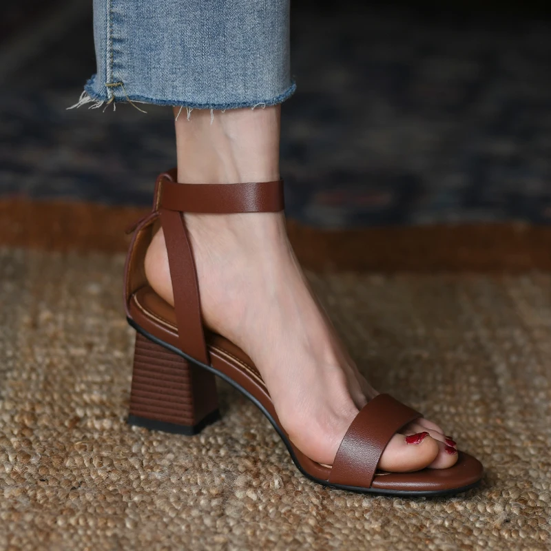 Сандалии в стиле ретро на толстом каблуке летние сандалии женская обувь римском