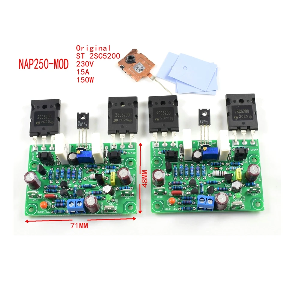 1 Pair NAP250 15V-40V MOD Stereo Power Audio HIFI Amplifier Amplificador 80W DIY Kits and Finished Baord