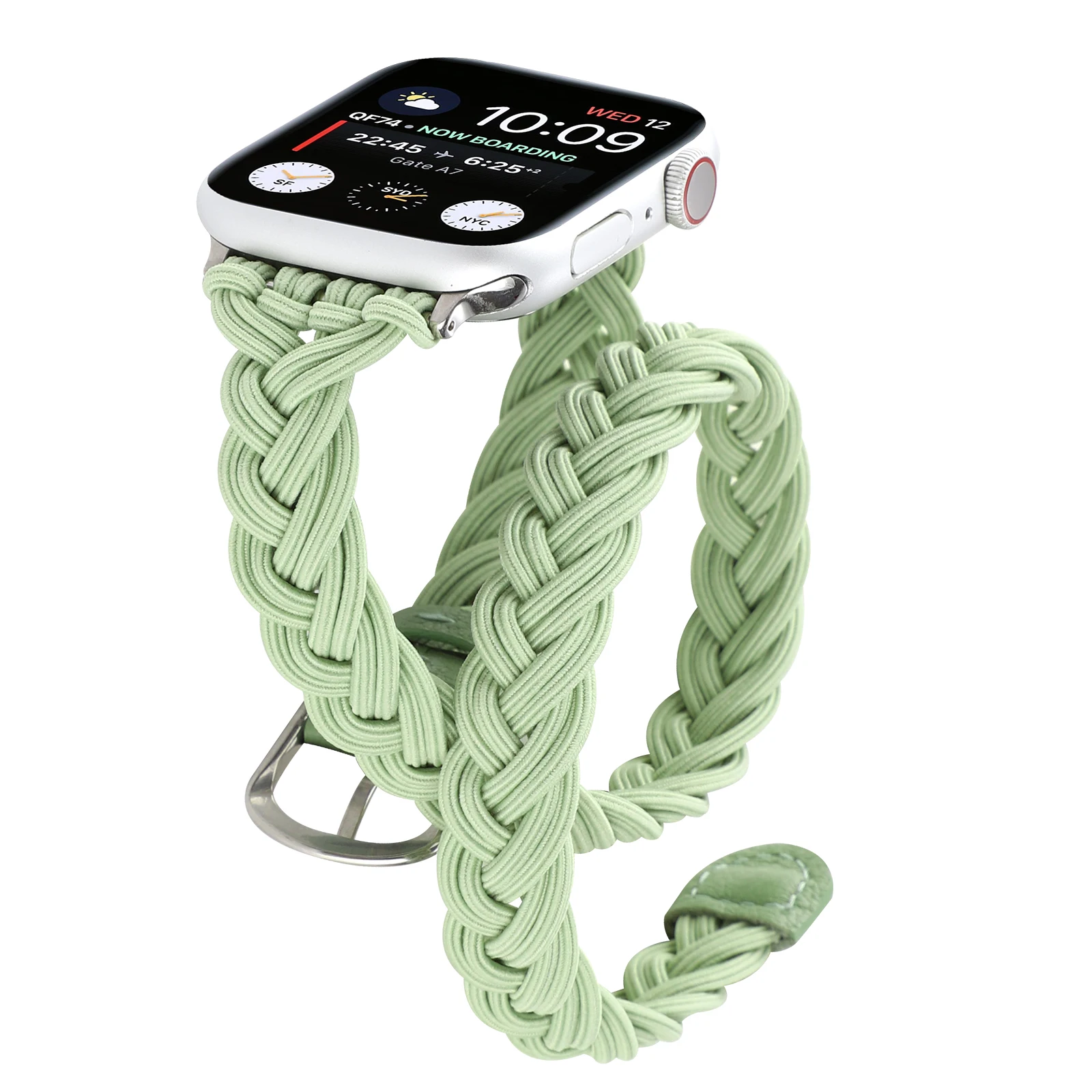 Strap for Apple Watch bracelet Double loop elastic Braided band  for49mm 45mm 44mm42mm41mm40mm38mm hand-braided strap for Iwatch