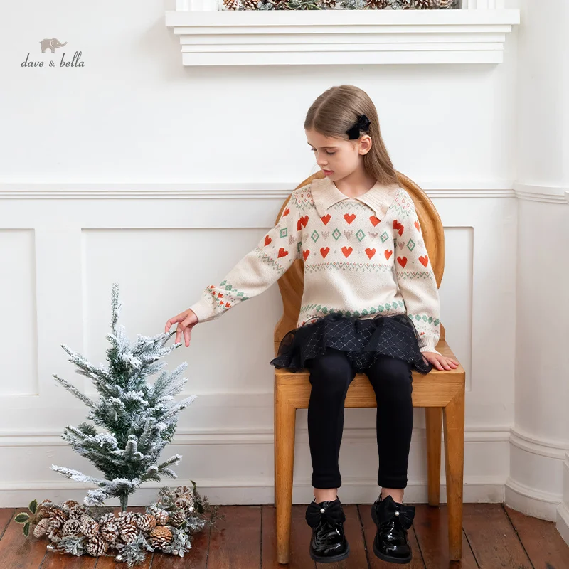

Dave Bella 2023 New Autumn Winter Girls Children Top Knitted Sweater Pullover Fashion Casual Sweet Undershirt Party DK4237249