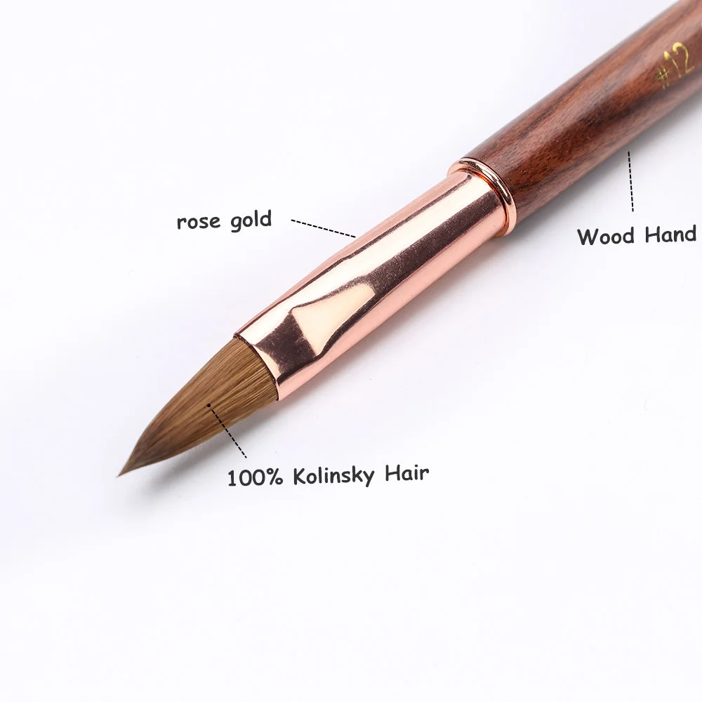 2021 Kolinsky Hair Mahogany Wood Handle with Silver Ferrule Round Shaped Acrylic Nail Brush | Brushes