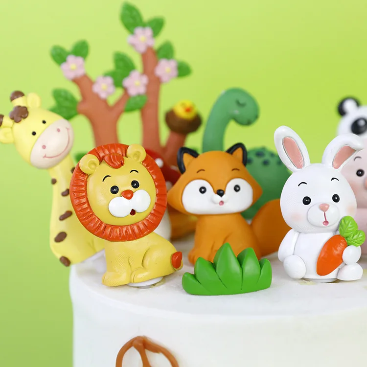 

Happy Birthday Animals Cake Decoration Tools Topper Boy Baby Shower Party Decorations Baking Accessories Children's Wild Girl