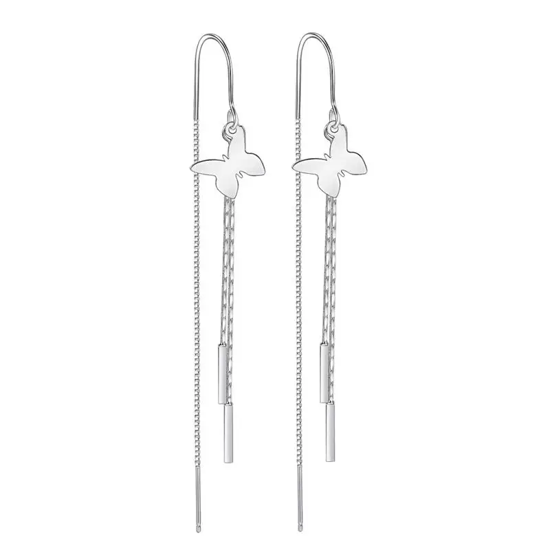 

Cute Retro Butterfly Ear Hook Female Rectangular Tassel Ear Wire Personality Simple Versatile Ear Wire Accessories for Women