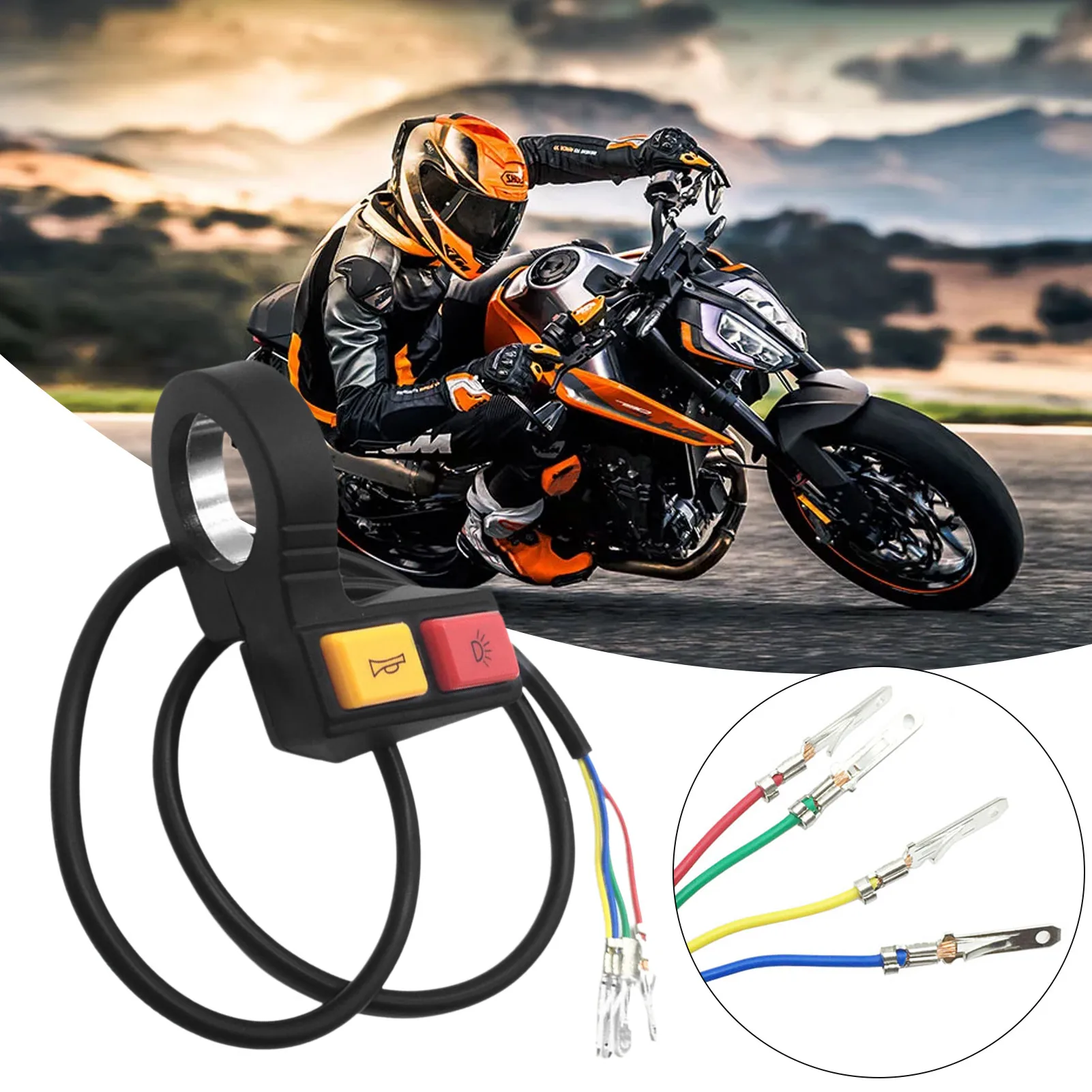 

Переключатель управления на руль мотоцикла светильник ель света на руль мотоцикла, руль, звуковой переключатель 2 в 1, дизайн подходит для 22 ...