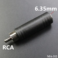 1pcs rca male plug to 6 35mm 3pole stereo female jack adapter rca to 6 35 audio mf connector black