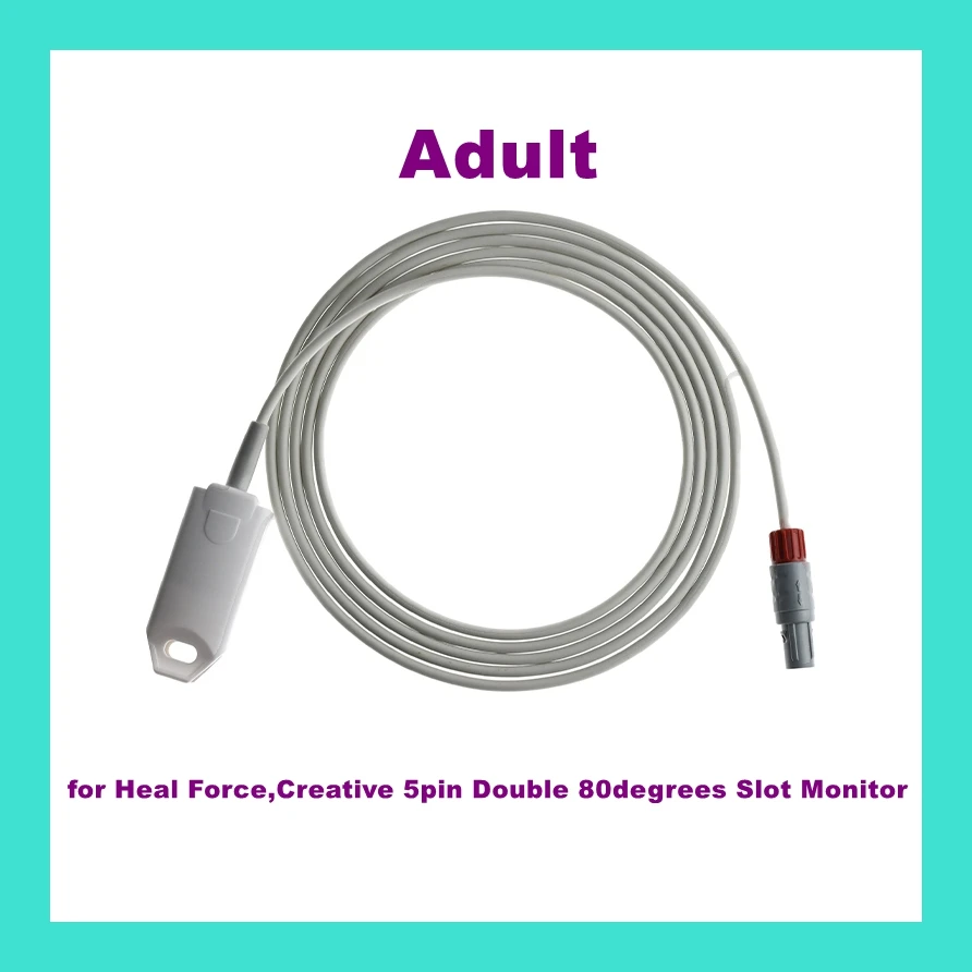 

Adult Finger Clip Ear Clip Silicone Long Cable Reusable Spo2 Sensor for Heal Force,Creative 5pin Double 80degrees Slot Monitor