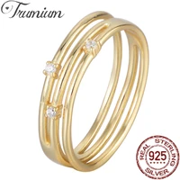 trumium 925 sterling silver multi layer inlaid cz round rings for women fashion charm lady wedding bands party classic ring