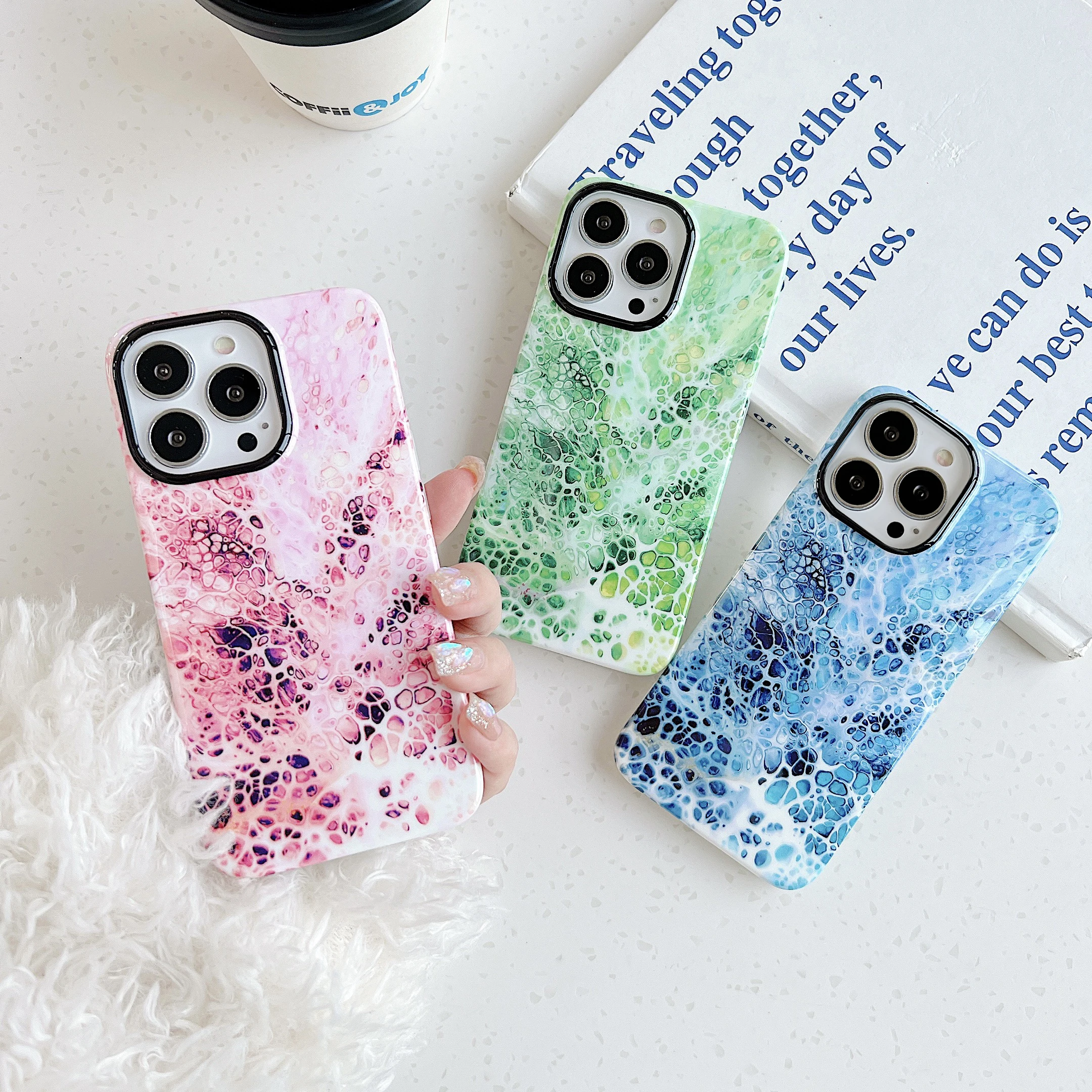 

Marble Stone Texture Phone Case For iPhone 12 13 Pro Max IMD Cover