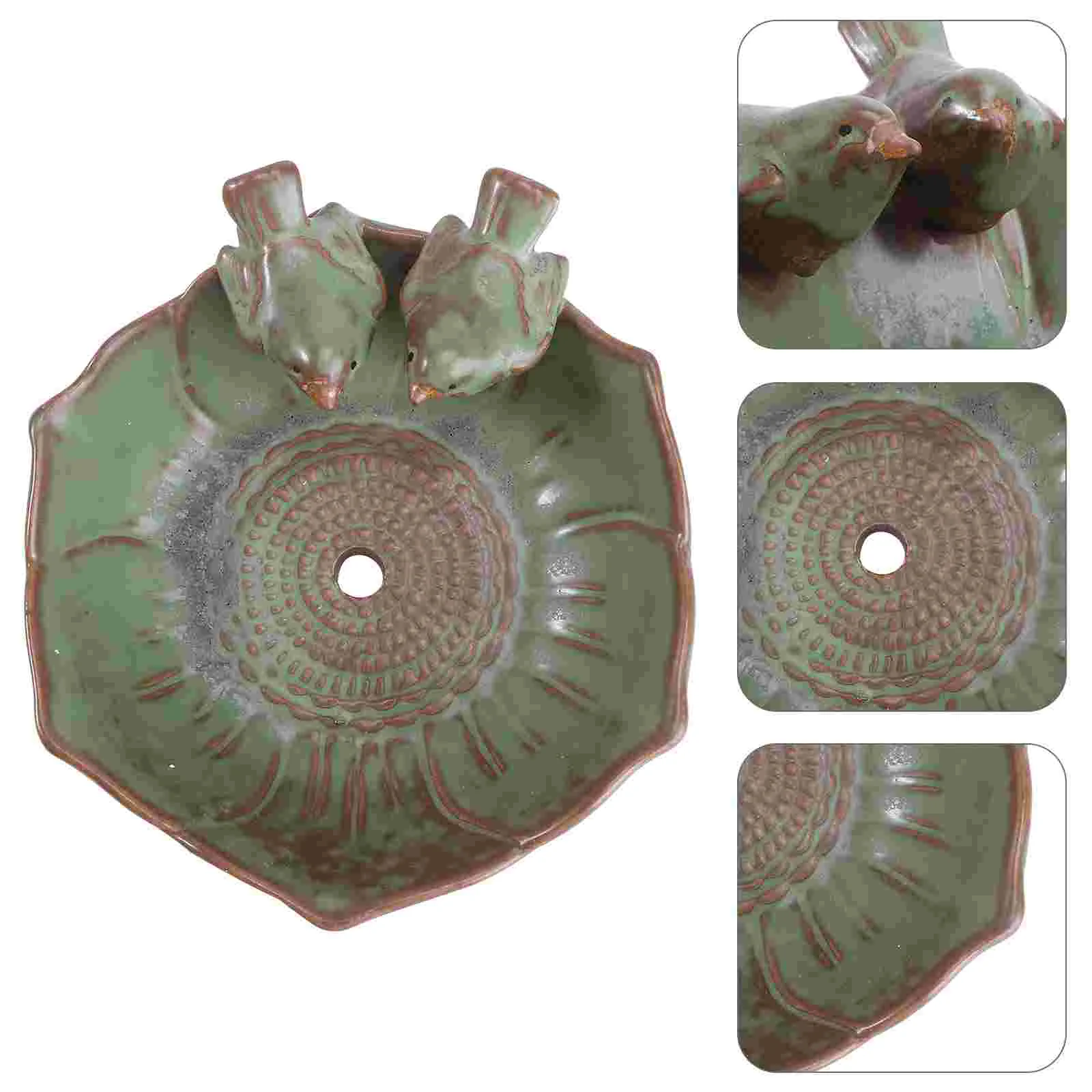 

Bird Ceramic Potfeeder Pots Succulent Trayflowergarden Birds Small Fruit Dish Plate Feeding Container Planter Bath Bowl Ornament