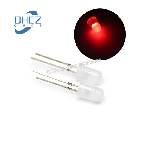 100 шт. 5 мм красный свет, противотуманный длинный штырь светодиодный светодиодные лампы, светоизлучающие диоды, астигматизм, матовый свет, cube