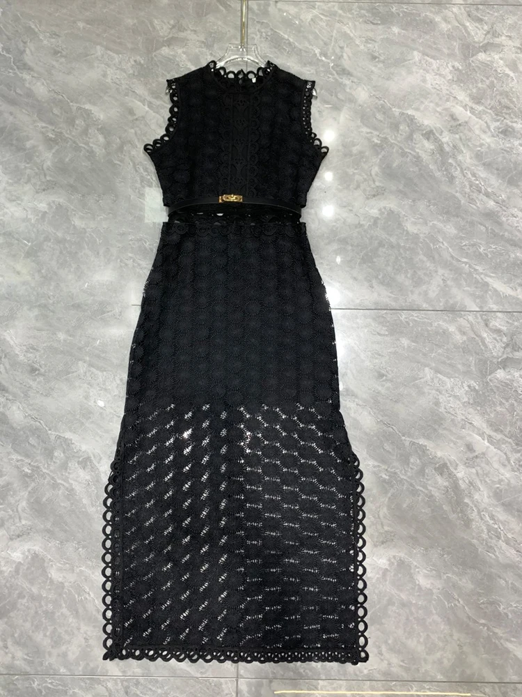 Женское кружевное платье без рукавов AELESEEN розовое черное белое Элегантное