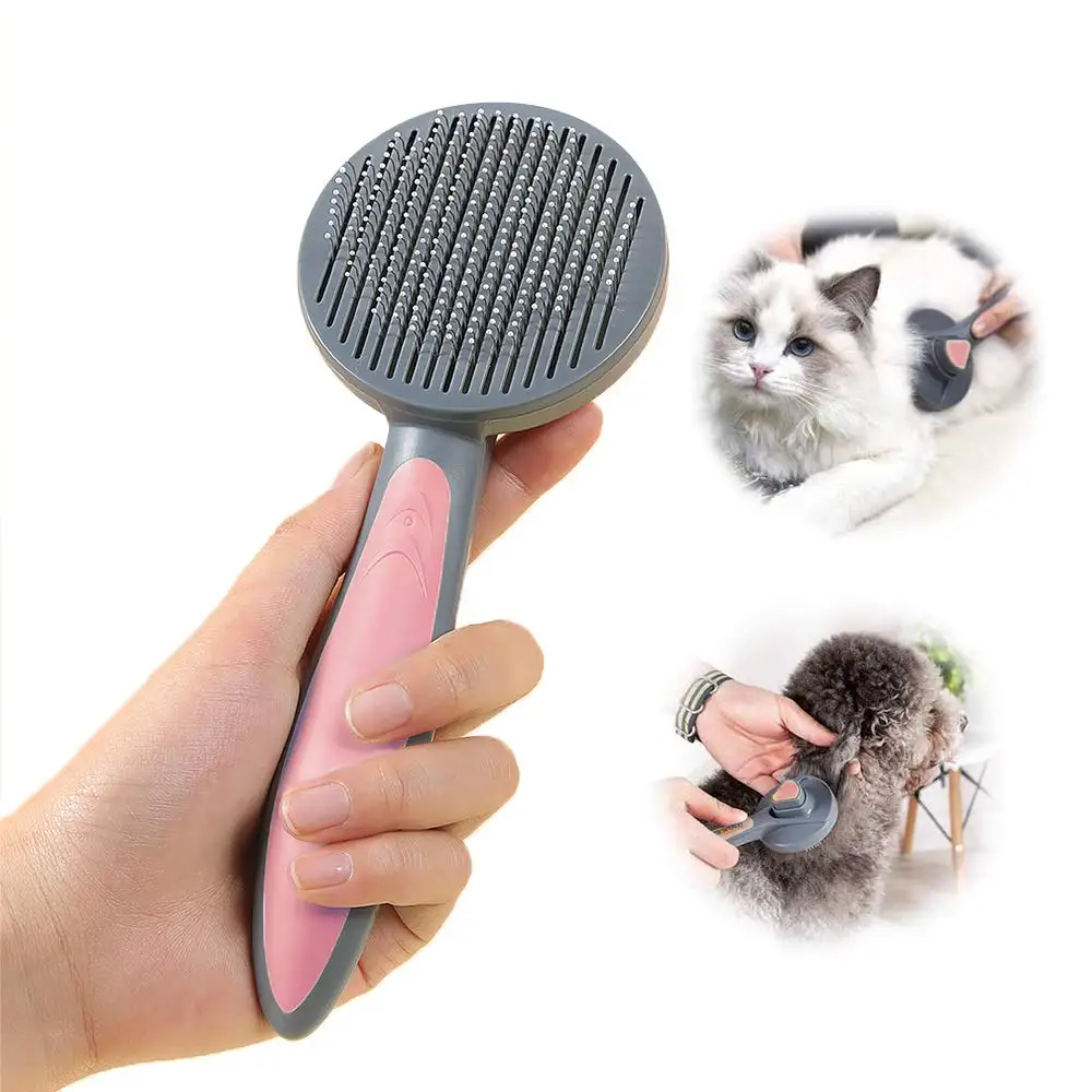 

Cat Dog Grooming Brush Pet Self Cleaning Shedding Brush T9 Self Cleaning Removes Hairs Kitten Slicker Brush Pet Grooming Tools