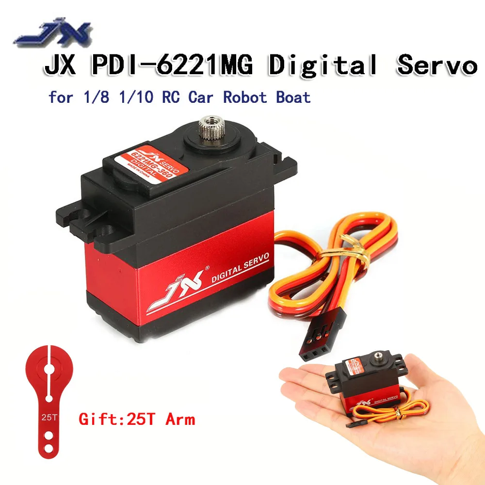 

Original JX PDI-6221MG 20KG 180° 360° Rotation High Precision Metal Gear Digital Standard Servo for 1/8 1/10 RC Car Robot