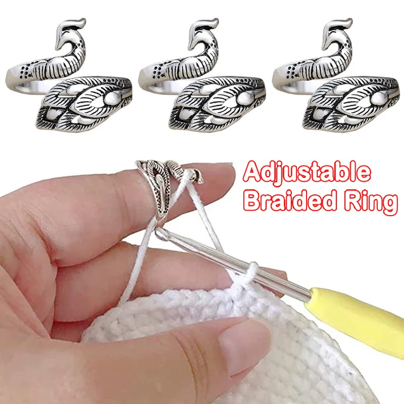 

Adjustable Knitting Loop Crochet Loop Knitting Ring for Women Ring Knitting Tool Finger Wear Thimble Sewing Accessories Gift