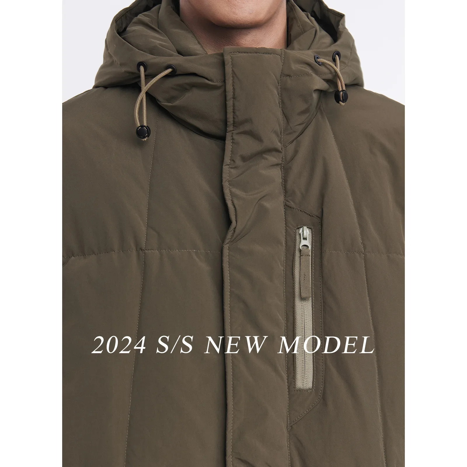 Куртка средней длины из 90% белого гусиного пуха для мужчин зима 2024 новая модная