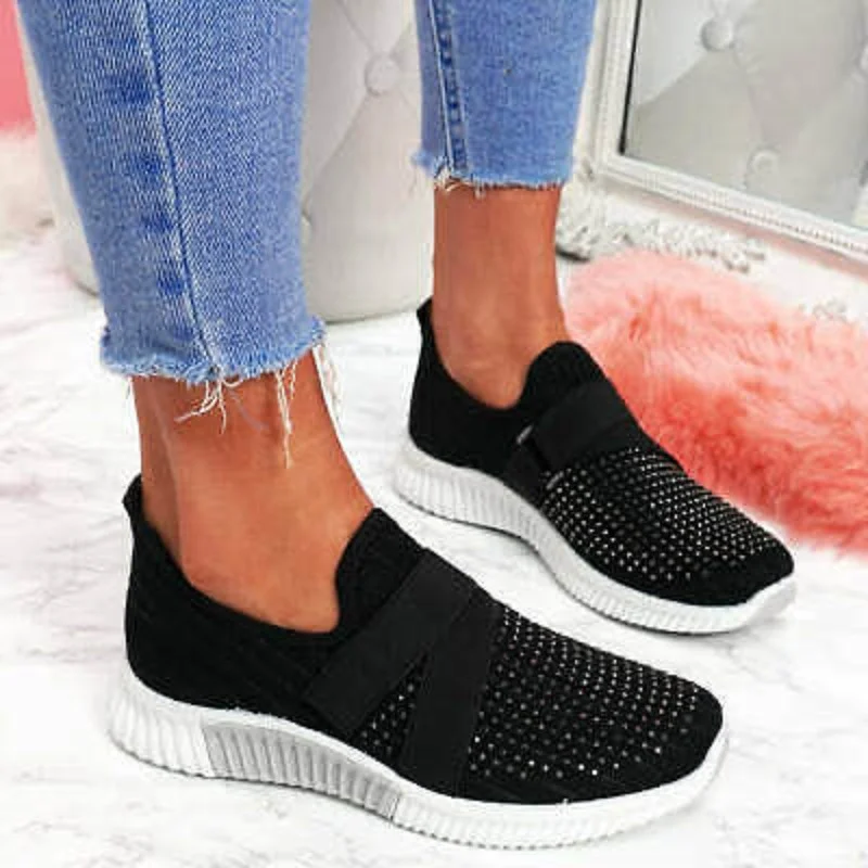 Women Shoes 2023 Summer Fly Weave Rhinestone Flats Shoes Women Fashion Plus Size Sneakers Women Platform Casual Sport Shoes