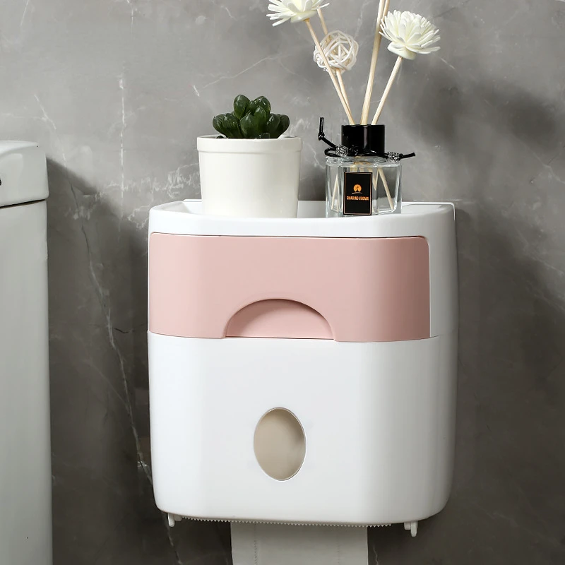 

Bathroom Accessories Toilet Paper Shelf Storage Dispenser Wall Organization Dispenser Tissue Box Holder Items Home Self-adhesive