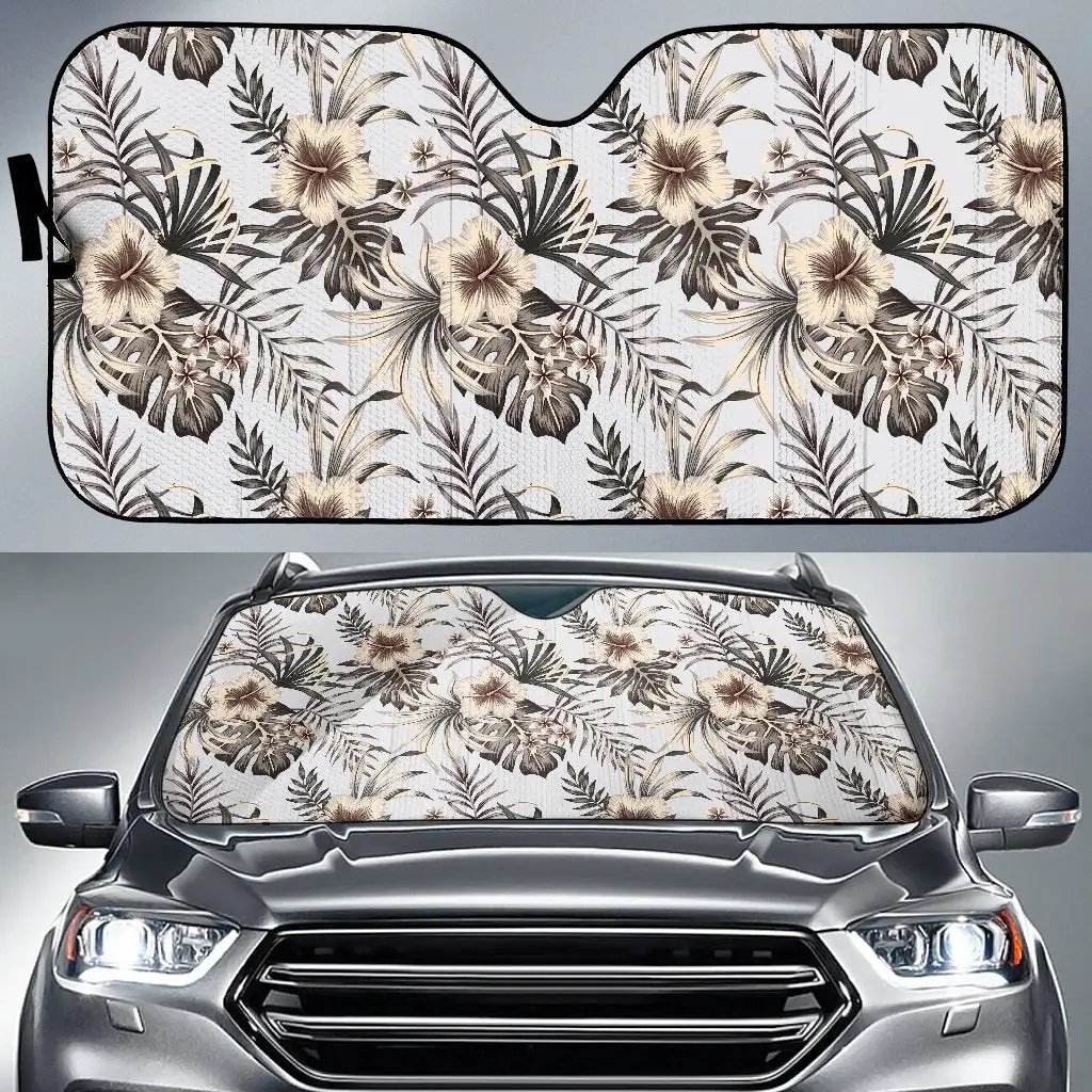 

Vintage Hibiscus Plumeria Pattern Print Car Sun Shade