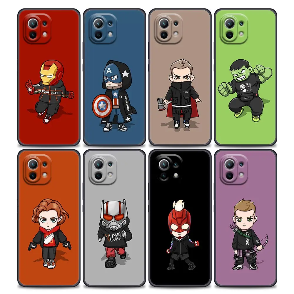 

Marvel Avengers Fashion Cartoon Phone Case For Xiaomi Mi 12 12X 11T X4 NFC M3 F3 GT M4 Pro Lite NE 5G Poco M3 M4 X4 Cover Fundas